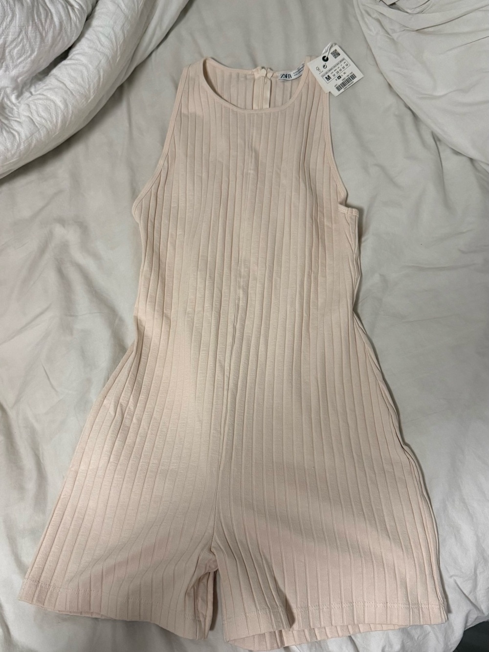 ZARA Blush Ribbed Sleeveless Romper